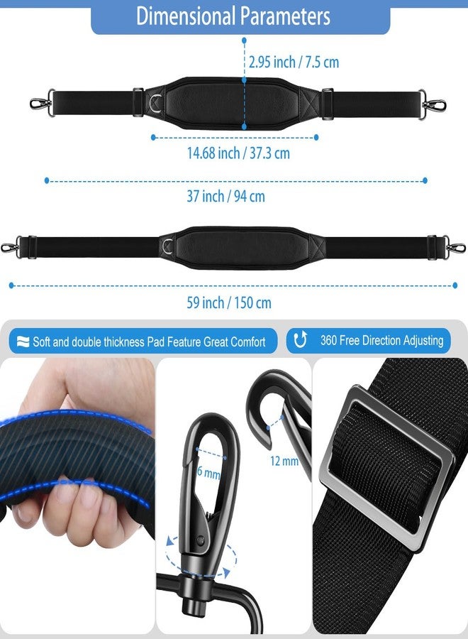 ZINZ 3D Air Cushion Bag Strap 59 inch Adjustable Belt with Fixed Ultra-Thick Padded & Dual Clasps & Swivel Hooks, Breathable and Comfort Strap for Bags，Black - Image 2